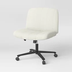 Upholstered Criss Cross Armless Office Chair with Metal Swivel Base Light Beige - Room Essentials™