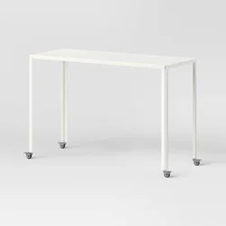 45&quot; Rolling Metal Computer Desk Chalk White - Room Essentials™