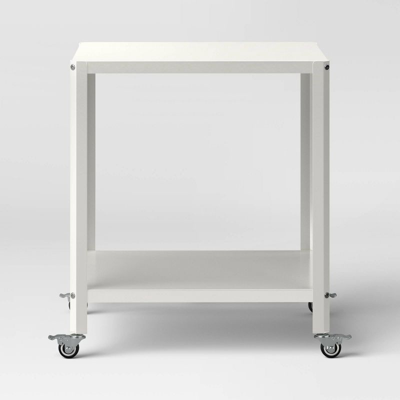 slide 3 of 5, Metal Accent Rolling End Table Chalk White - Room Essentials™, 1 ct