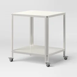 Metal Accent Rolling End Table Chalk White - Room Essentials™