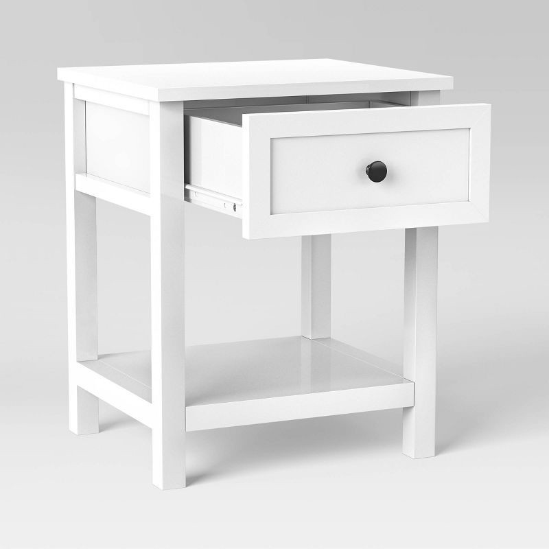 slide 3 of 6, Traditional End Table with Storage Drawer Classic White - Room Essentials™ (Assembly Required), 1 ct