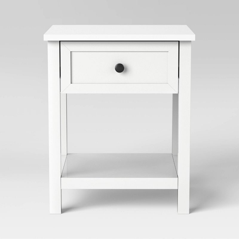 slide 1 of 6, Traditional End Table with Storage Drawer Classic White - Room Essentials™ (Assembly Required), 1 ct