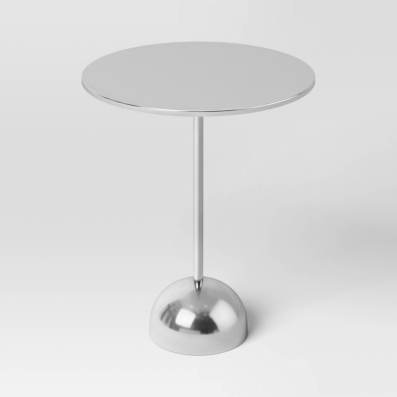 slide 3 of 5, Optimistic Pedestal Metal Accent Table Chrome - Room Essentials™ Assembly Required, 1 ct