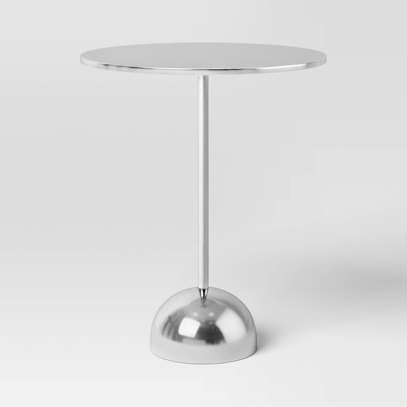 slide 1 of 5, Optimistic Pedestal Metal Accent Table Chrome - Room Essentials™ Assembly Required, 1 ct