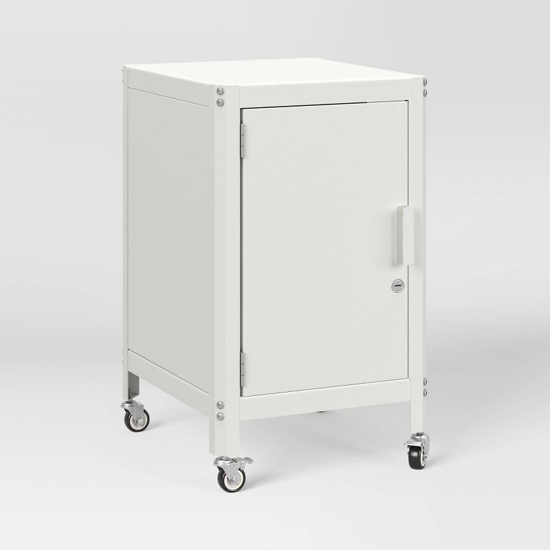 slide 1 of 8, Metal Rolling Locker Storage Cabinet with Lock Chalk White - Room Essentials™, 1 ct