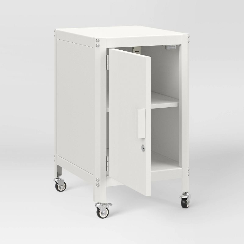slide 3 of 8, Metal Rolling Locker Storage Cabinet with Lock Chalk White - Room Essentials™, 1 ct