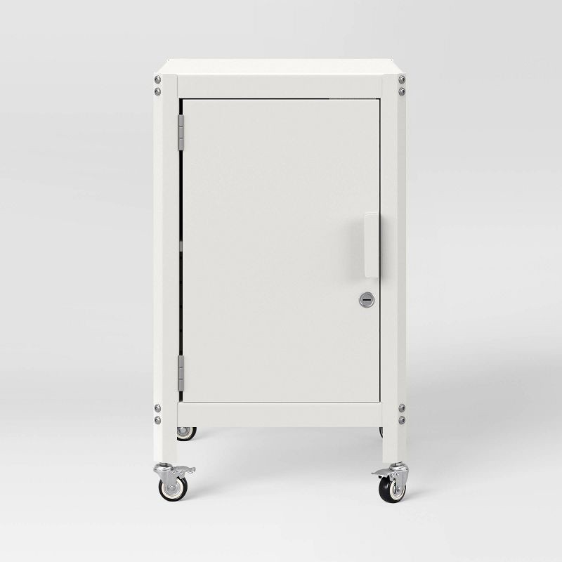 slide 4 of 8, Metal Rolling Locker Storage Cabinet with Lock Chalk White - Room Essentials™, 1 ct