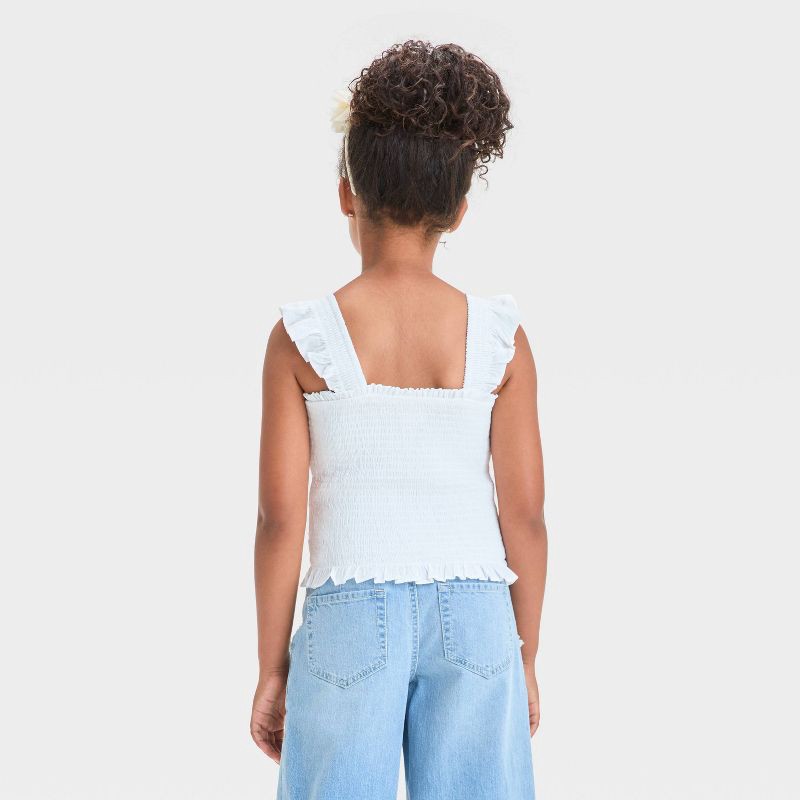 slide 2 of 3, Girls' Smocked Flutter Sleeve Top - Cat & Jack™ White S, 1 ct