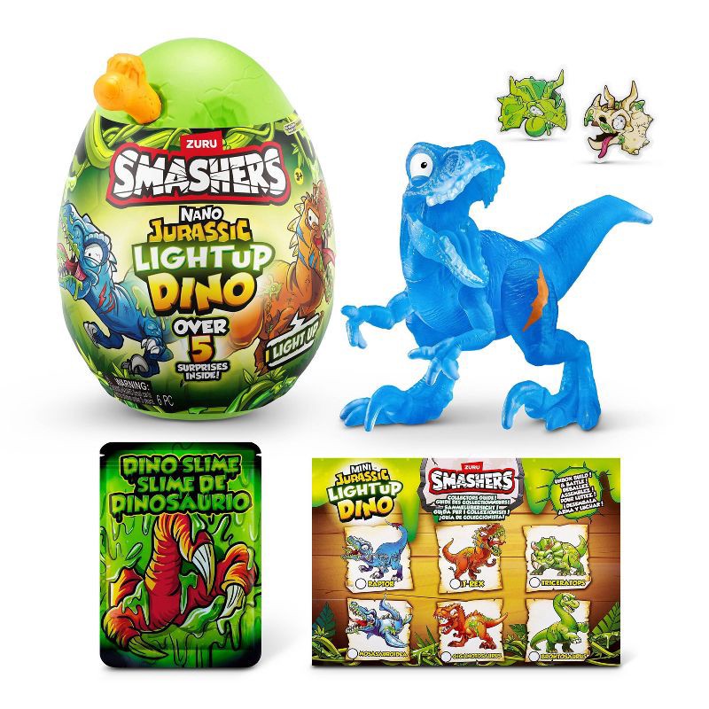 slide 1 of 8, Smashers Jurassic Nano Figure: Dinosaur Toy, Plastic Animal Figures, 3 Pieces, 3 ct