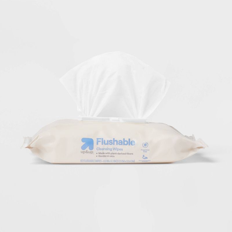 slide 3 of 4, Cleansing Flushable Cloths - Fragrance Free - 120ct/2pk - up&up™, 60 ct, 2 ct