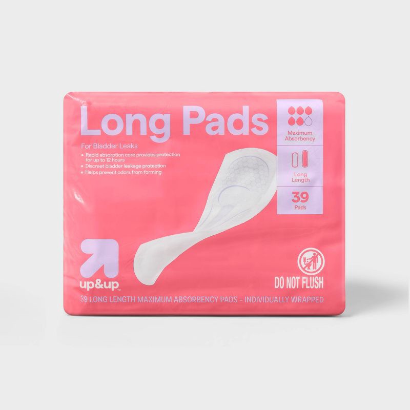 slide 1 of 3, Incontinence Pads - Maximum Absorbency - Long - 39ct - up&up™, 39 ct