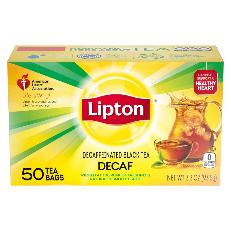 slide 1 of 8, Lipton Decaffeinated Black Tea Bags - 50ct/3.3oz, 50 ct, 3.3 oz