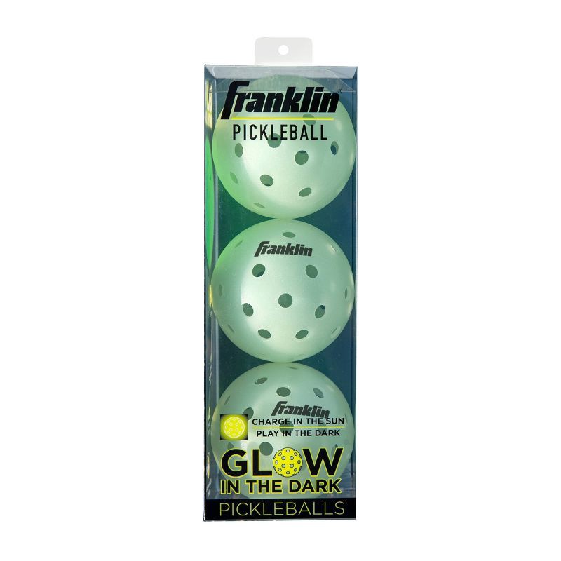 slide 2 of 8, Franklin Sports Glow in the Dark Pickleballs - 3pk: Polyester Shell, All Ages, 3 ct