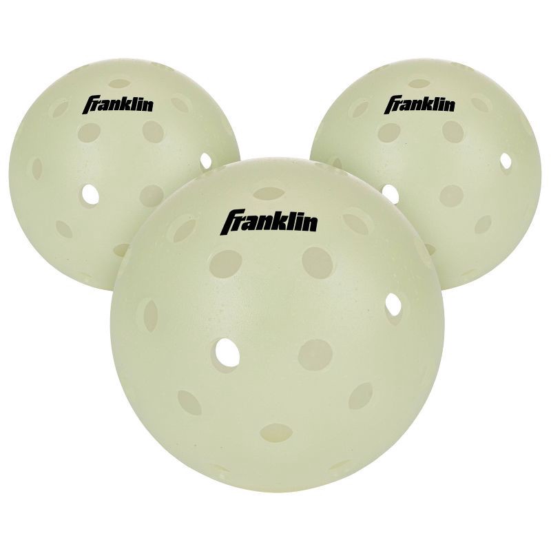 slide 3 of 8, Franklin Sports Glow in the Dark Pickleballs - 3pk: Polyester Shell, All Ages, 3 ct