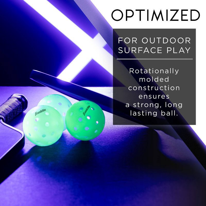 slide 8 of 8, Franklin Sports Glow in the Dark Pickleballs - 3pk: Polyester Shell, All Ages, 3 ct