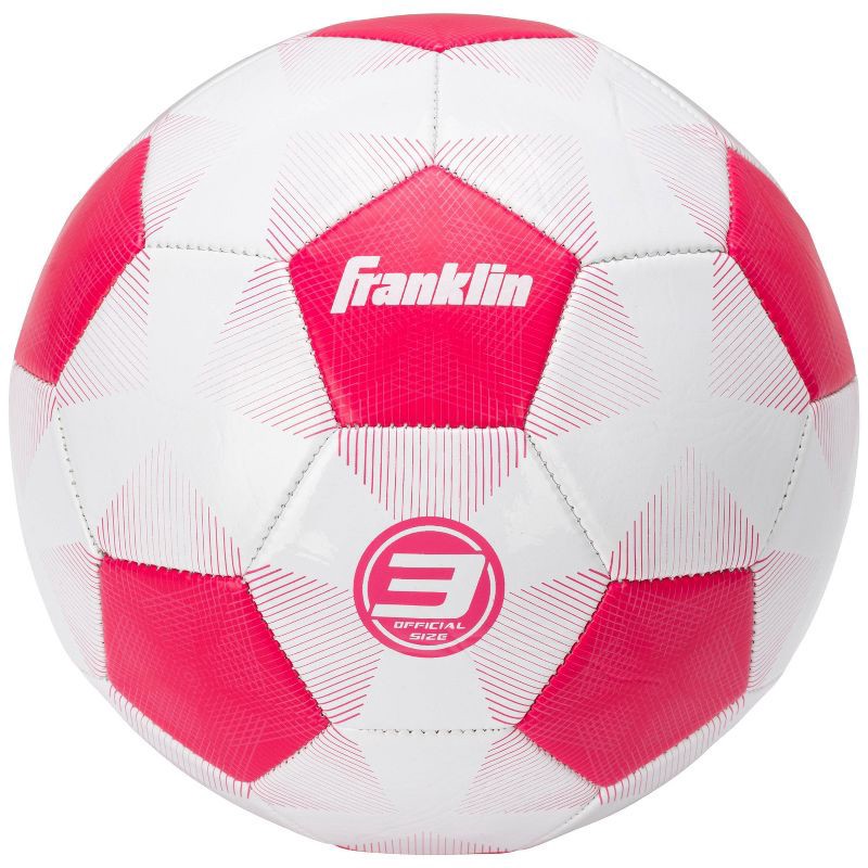 slide 1 of 1, Franklin Sports 2025 Size 3 Bulk Inflated Soccerball - White/Pink: Butyl Bladder, 1 ct