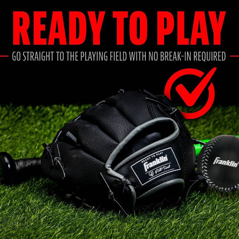slide 3 of 8, Franklin Sports 10" T-Web Glove with Ball: Youth PVC Mitt, Right-Handed, All-Purpose, 1 ct