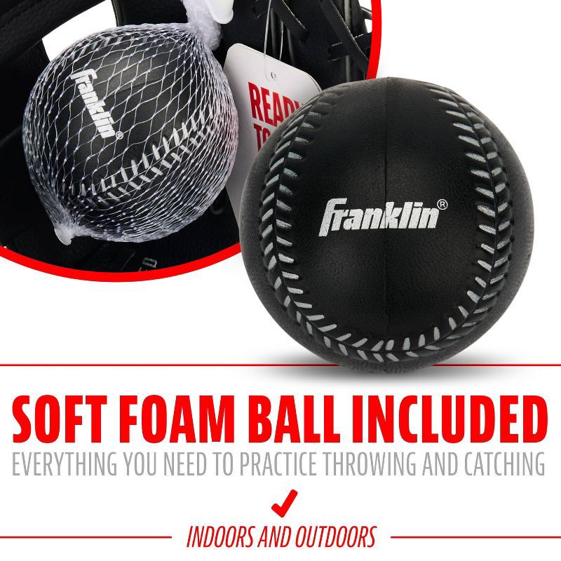 slide 5 of 8, Franklin Sports 10" T-Web Glove with Ball: Youth PVC Mitt, Right-Handed, All-Purpose, 1 ct