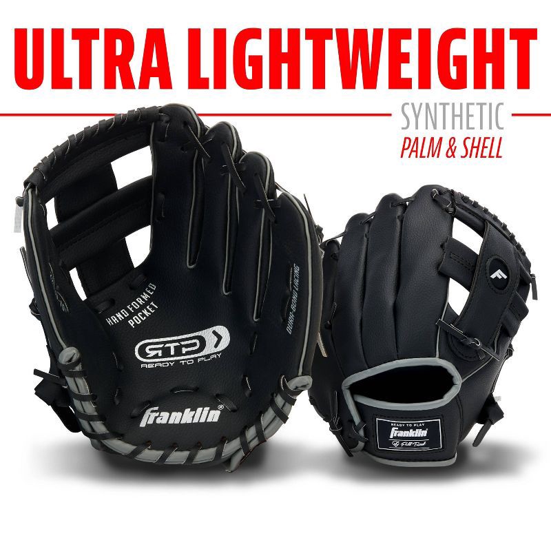 slide 6 of 8, Franklin Sports 10" T-Web Glove with Ball: Youth PVC Mitt, Right-Handed, All-Purpose, 1 ct