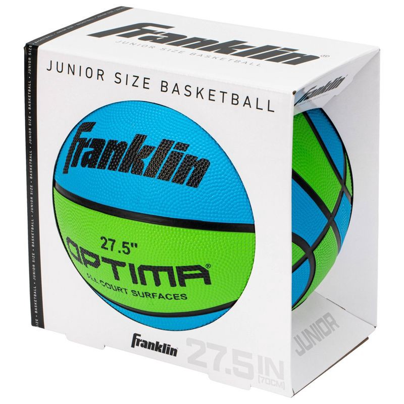 slide 2 of 3, Franklin Sports Junior Optima 27.5'' Rubber Basketball - Blue/Green, 1 ct