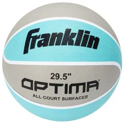 Franklin Sports Official Optima 29'' Rubber Basketball - Light Blue/Gray: All Ages, Butyl Bladder