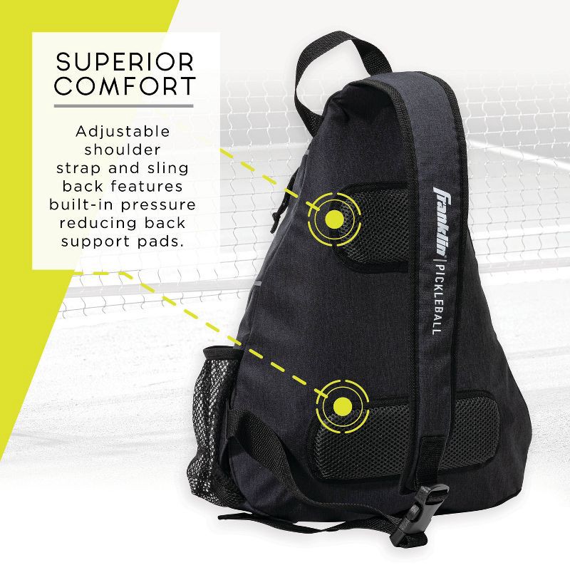 slide 3 of 6, Franklin Sports Sling Pickleball Bag - Black/Charcoal: Holds 2 Paddles, 3 Balls, 1 ct