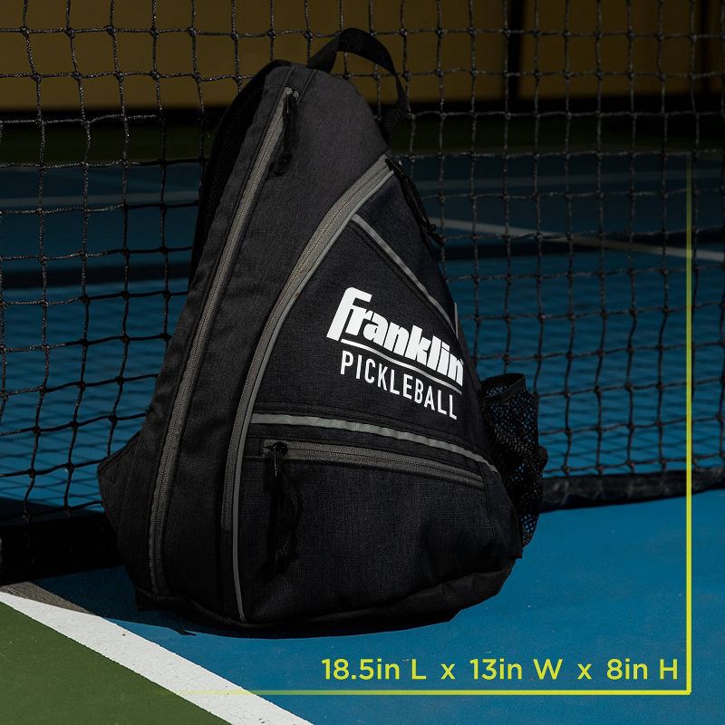 slide 6 of 6, Franklin Sports Sling Pickleball Bag - Black/Charcoal: Holds 2 Paddles, 3 Balls, 1 ct