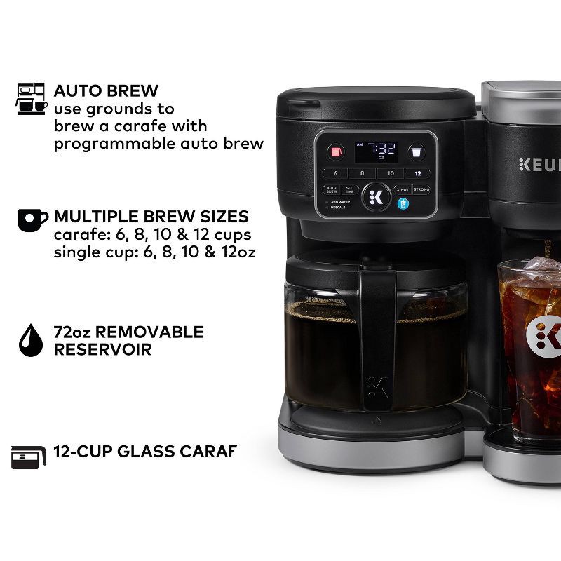 slide 4 of 20, Keurig K-Duo Hot & Iced Single-Serve & Carafe Coffee Maker Black: Electric Drip Coffee Pot, 72 oz Capacity, 72 oz