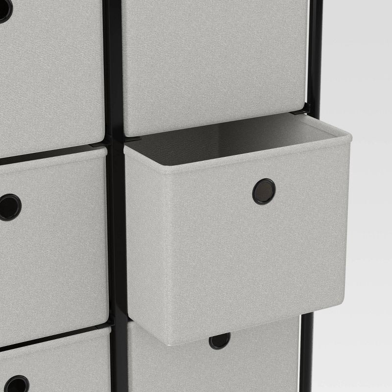 slide 5 of 7, Fabric 6-Bin Tall Vertical Dresser Black Frame - Room Essentials™, 1 ct