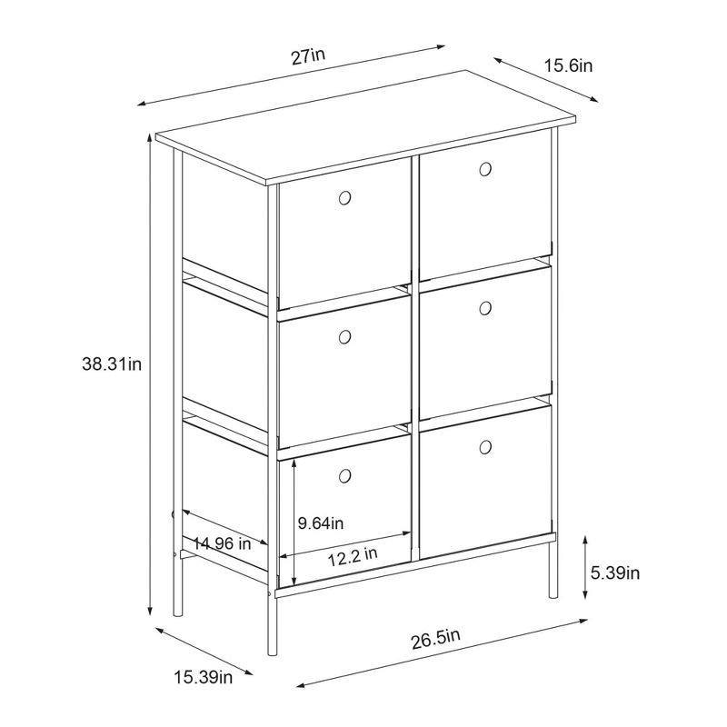 slide 7 of 7, Fabric 6-Bin Tall Vertical Dresser Black Frame - Room Essentials™, 1 ct