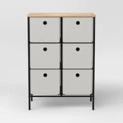 Fabric 6-Bin Tall Vertical Dresser Black Frame - Room Essentials™