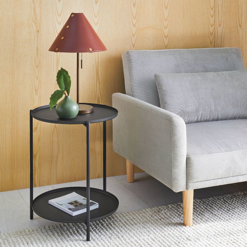 slide 2 of 5, Metal Small Side Table with Shelf Black - Room Essentials™, 1 ct