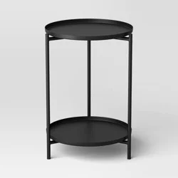 Metal Small Side Table with Shelf Black - Room Essentials™