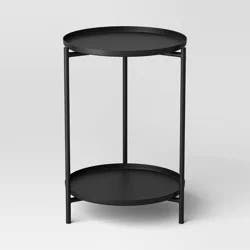 Metal Small Side Table with Shelf Black - Room Essentials™