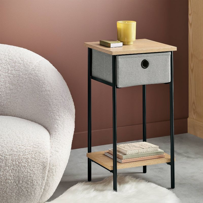 slide 2 of 6, Fabric Bin Side Table Black Frame - Room Essentials™, 1 ct
