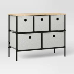 36&quot; Wide Fabric Bin 5 Dresser Black Frame - Room Essentials™