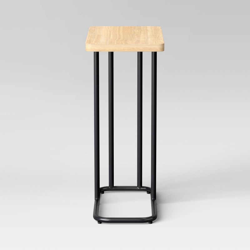 slide 4 of 5, Mixed Material Wood and Metal Rectangle Top C Table Natural Wood - Room Essentials™, 1 ct