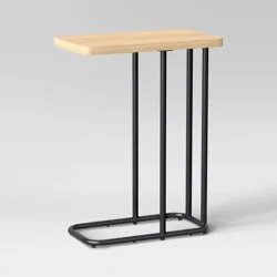 Mixed Material Wood and Metal Rectangle Top C Table Natural Wood - Room Essentials™