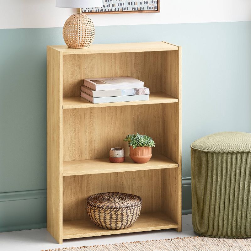 slide 2 of 5, 3 Shelf Bookcase Natural Wood - Room Essentials™, 1 ct
