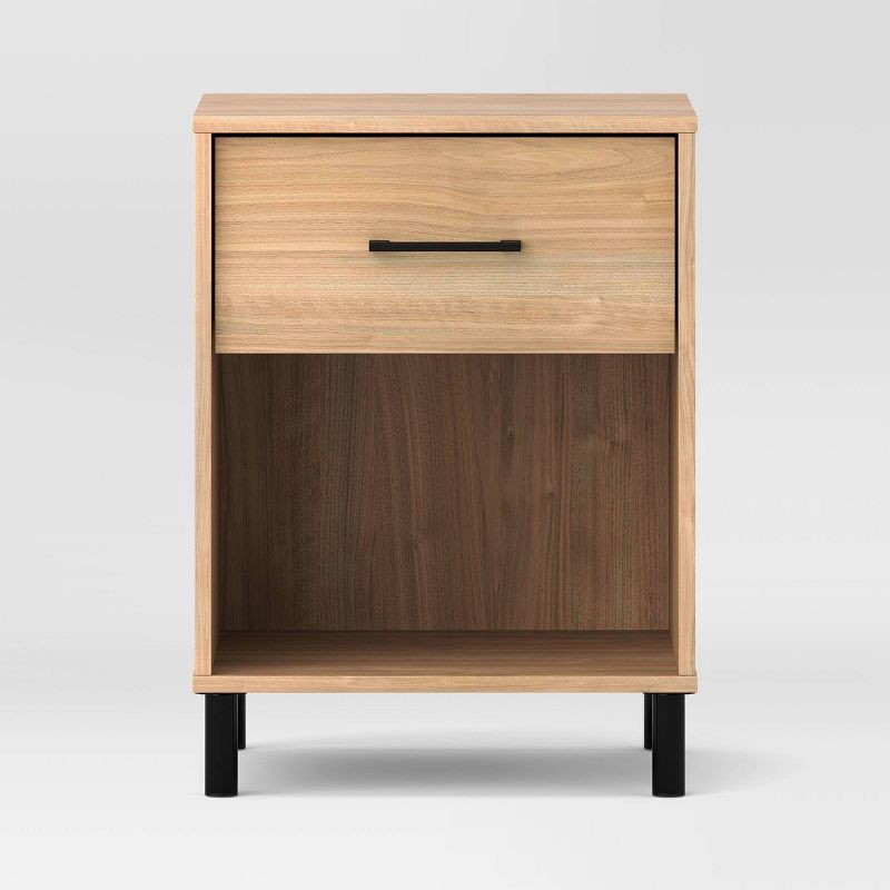 slide 3 of 7, Mixed Materials Wood and Metal Nightstand Natural Wood - Room Essentials™, 1 ct