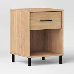 Mixed Materials Wood and Metal Nightstand Natural Wood - Room Essentials™