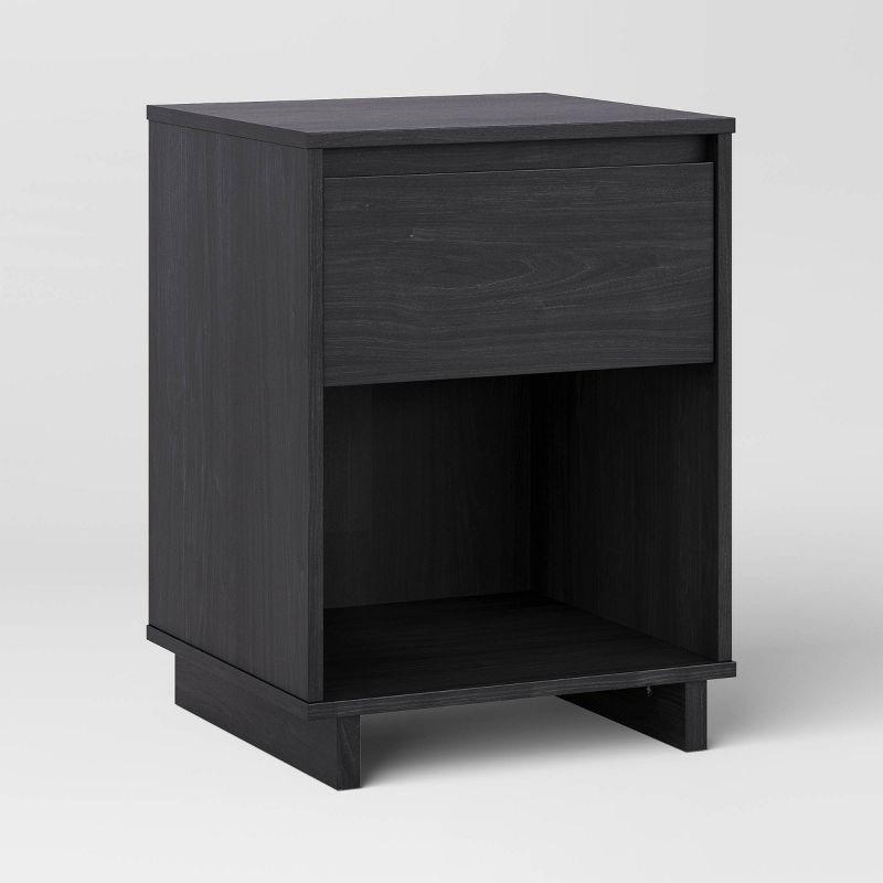 slide 2 of 7, Modern Nightstand with Storage Drawer Black - Room Essentials™, 1 ct