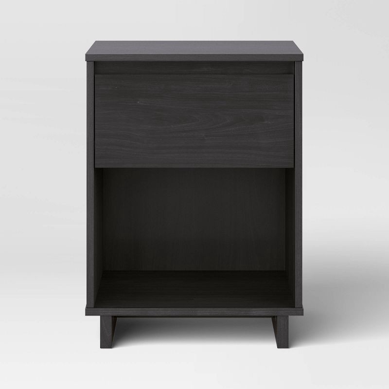 slide 4 of 7, Modern Nightstand with Storage Drawer Black - Room Essentials™, 1 ct