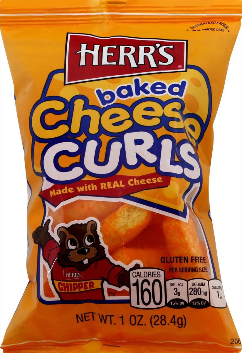 slide 3 of 9, Herr's Baked Cheese Curls 1 oz, 1 oz