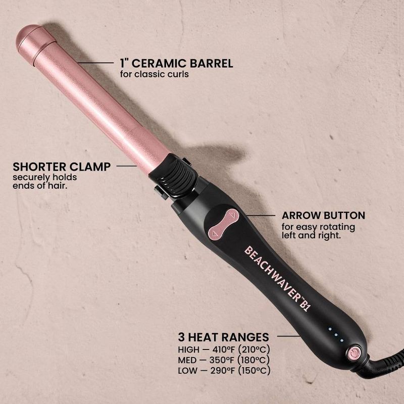 slide 5 of 8, BEACHWAVER Co. B1 Rotating Curling Iron - Midnight Rose - 1", 1 ct