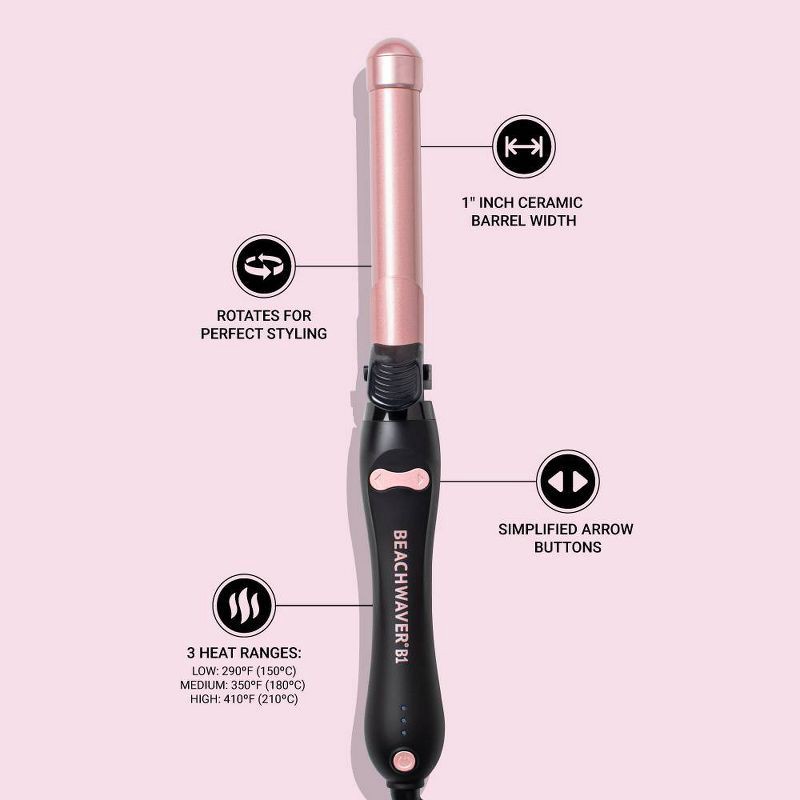 slide 7 of 7, BEACHWAVER Co. B1 Rotating Curling Iron - Midnight Rose - 1", 1 ct