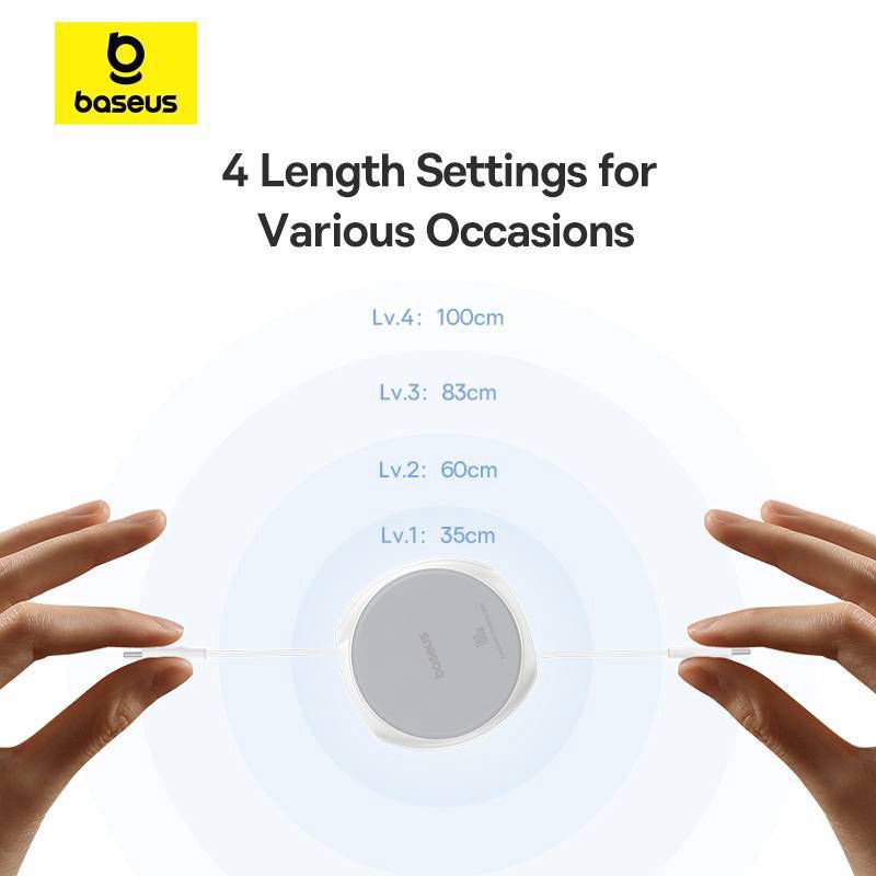 slide 4 of 9, Baseus Pathfinder Series Free2Draw 3' 100W USB-C to USB-C Fast Charging Data Cable - Moon White, 1 ct