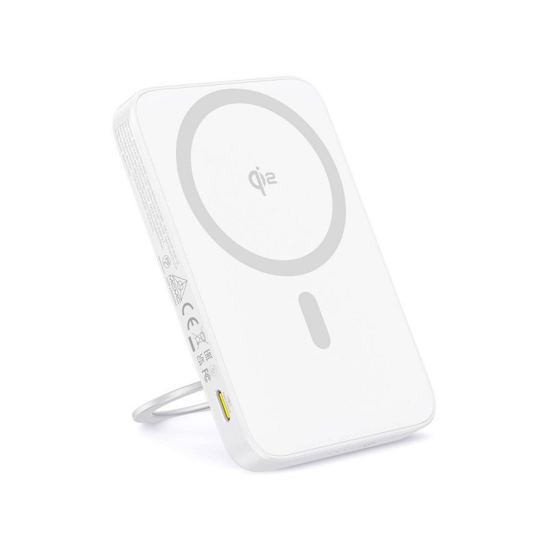 slide 1 of 9, Baseus PicoGo 5000mAh Qi2 Slim Magnetic Bracket Wireless Power Bank - White: 20W Output, Rechargeable, 1 ct