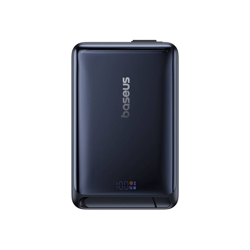 slide 2 of 10, Baseus Nomos Qi2 45W 10000mAh Magnetic Power Bank with Built-In USB-C Cable - Black: Rechargeable Power Bank, Dual Charging, 1 ct