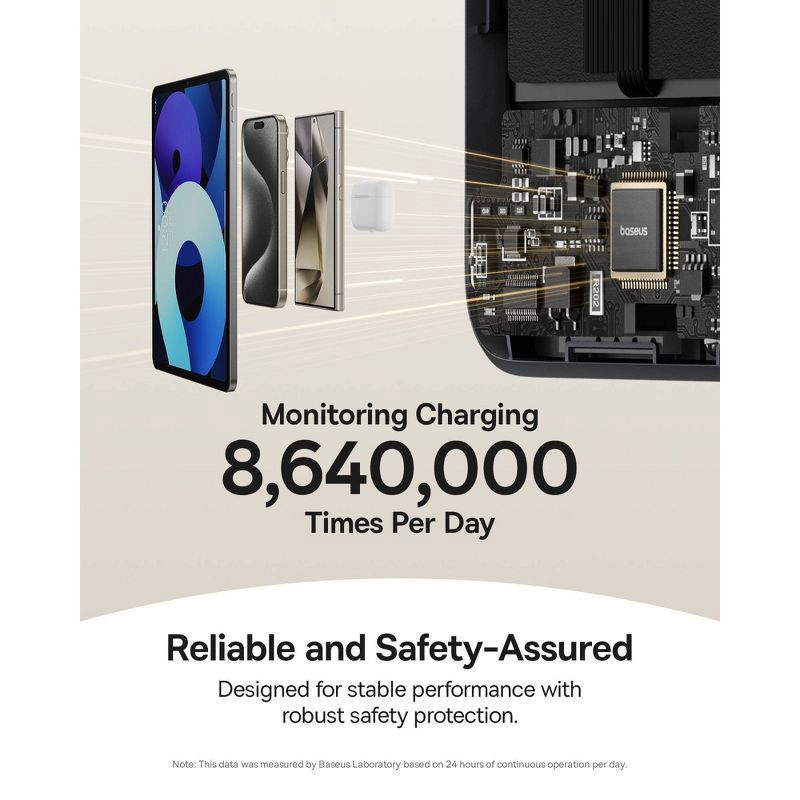 slide 9 of 10, Baseus Nomos Qi2 45W 10000mAh Magnetic Power Bank with Built-In USB-C Cable - Black: Rechargeable Power Bank, Dual Charging, 1 ct